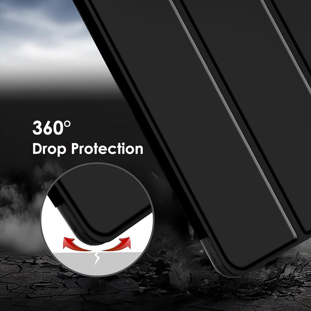 Trifold kotelo jalustalla iPad Pro 2020 -laitteille - musta