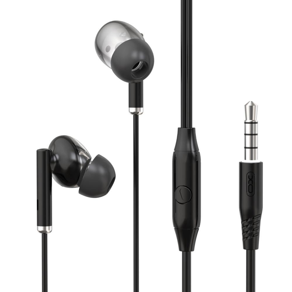 XO In-Ear-kuulokkeet mikrofonilla ja 3,5 mm:n liitännällä - Musta