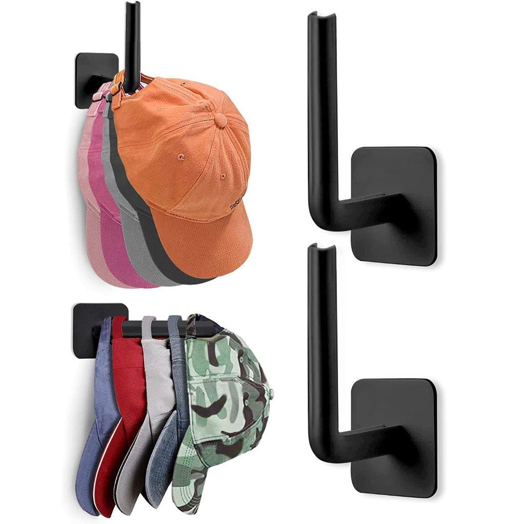 Seinäteline lippalakeille - Musta