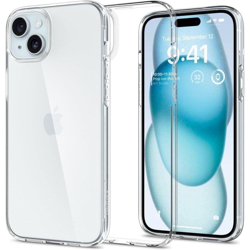 Spigen Liquid Crystal takakuori iPhone 15:lle - Crystal Clear