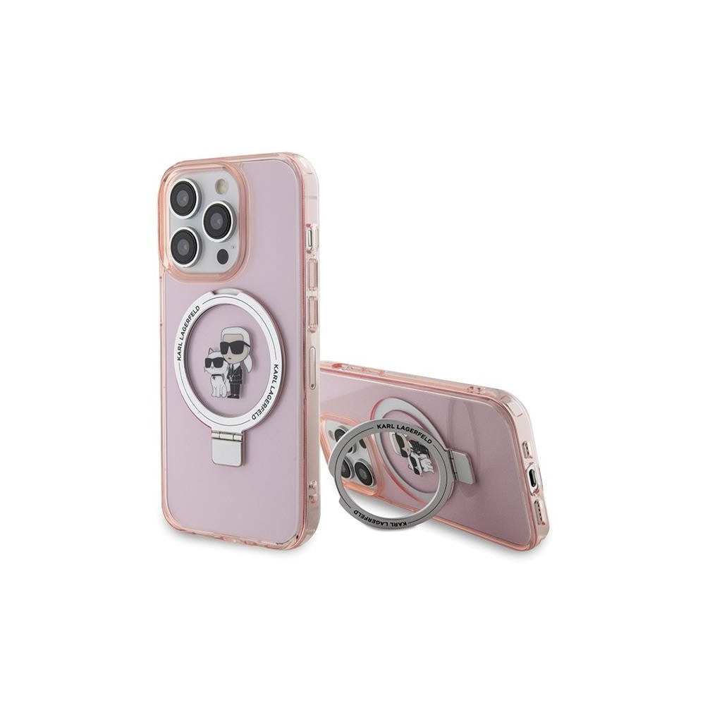 Karl Lagerfeld Mobiilikotelo MagSafella iPhone 15 Pro:lle - Vaaleanpunainen