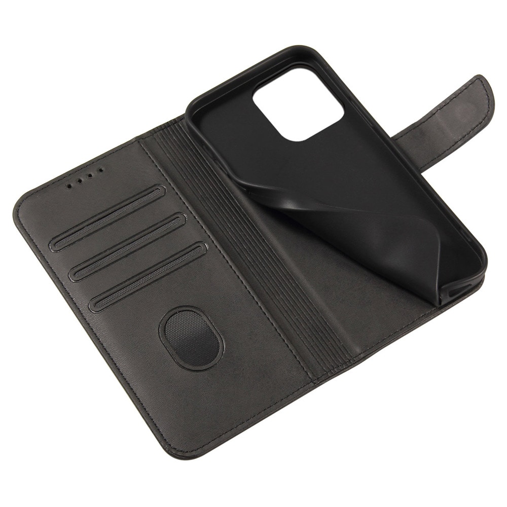 Lompakkokotelo jalustalla iPhone 15 Pro Maxille - musta