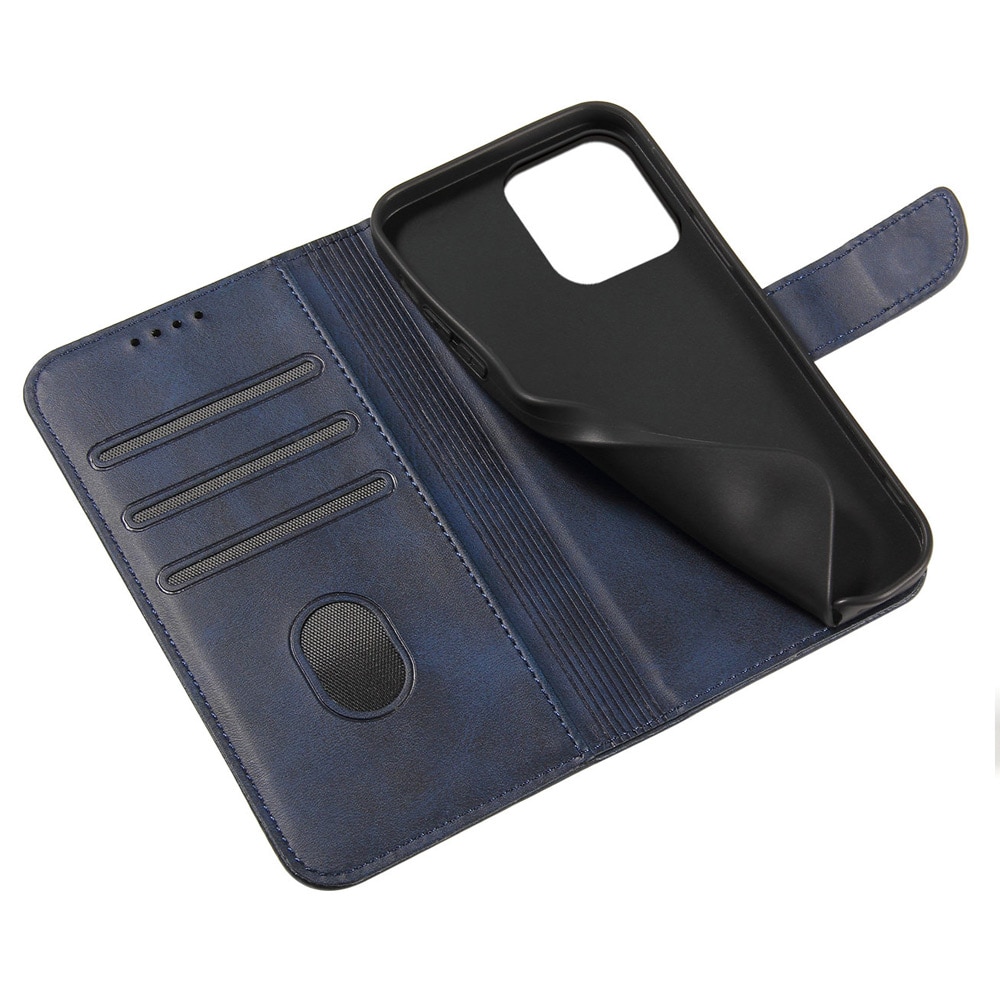 Lompakkokotelo jalustalla iPhone 15 Prolle - Sininen