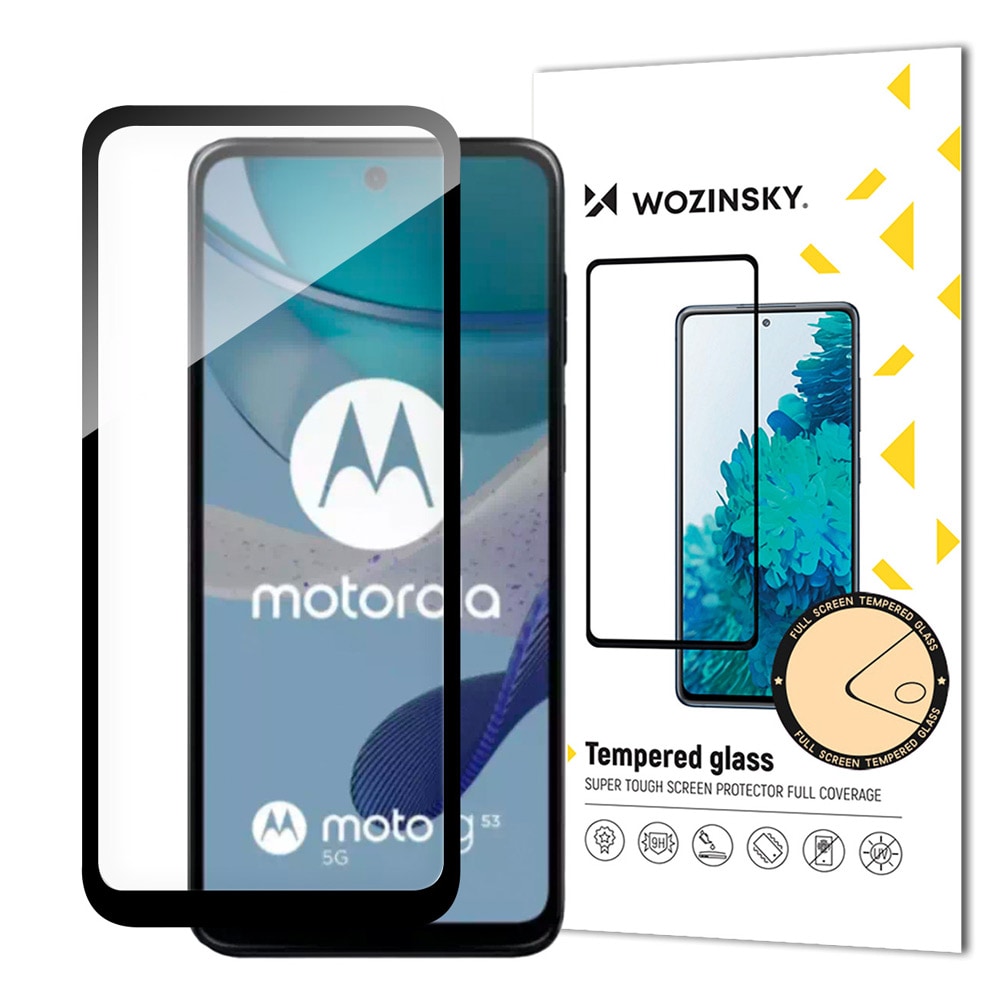 Wozinsky Karkaistu näytönsuoja Motorola G53:lle - Musta kehys