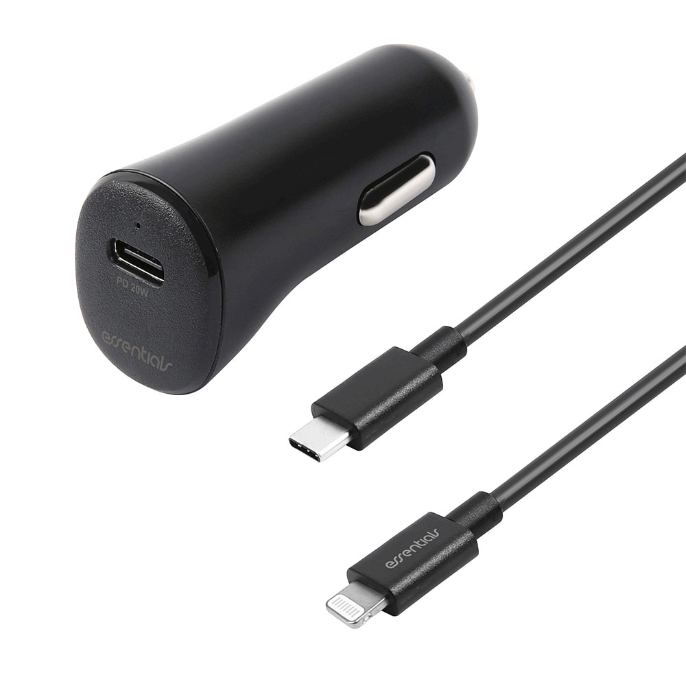 Essentials Autolaturi 20 W USB-C - Lightning -kaapelilla
