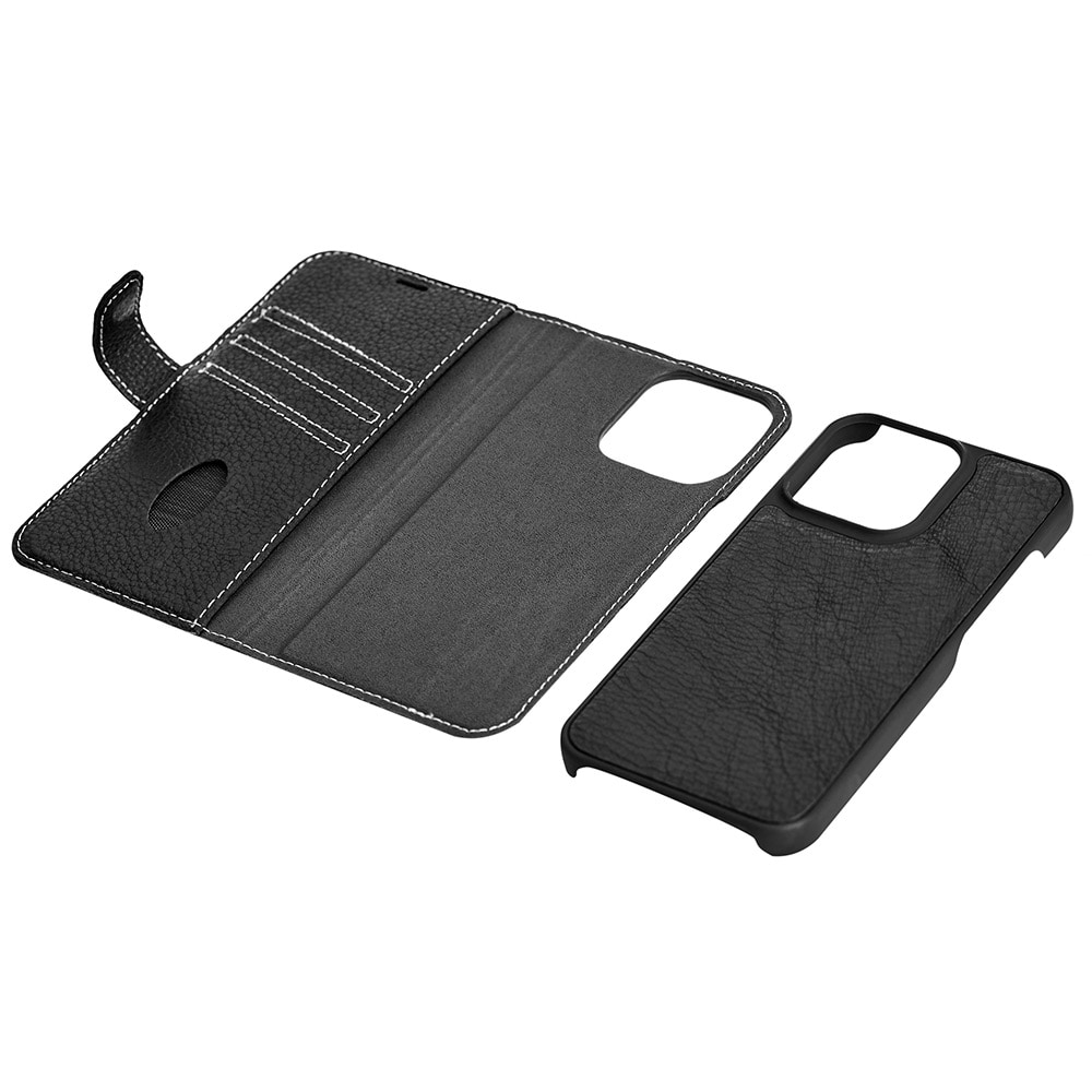 Essentials nahkakotelo iPhone 13 Pro Maxille - musta