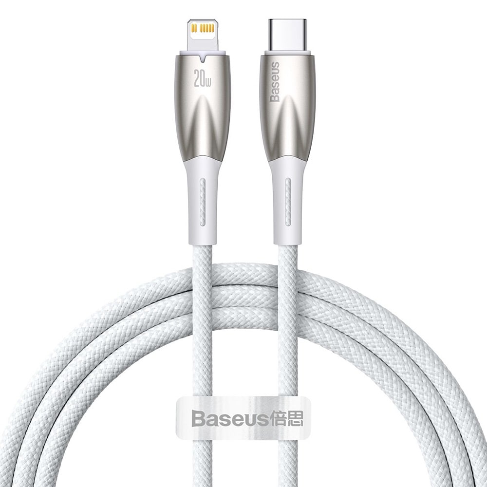 Baseus Glimmer USB-kaapeli USB-C - Lighting 20W 1m - Valkoinen