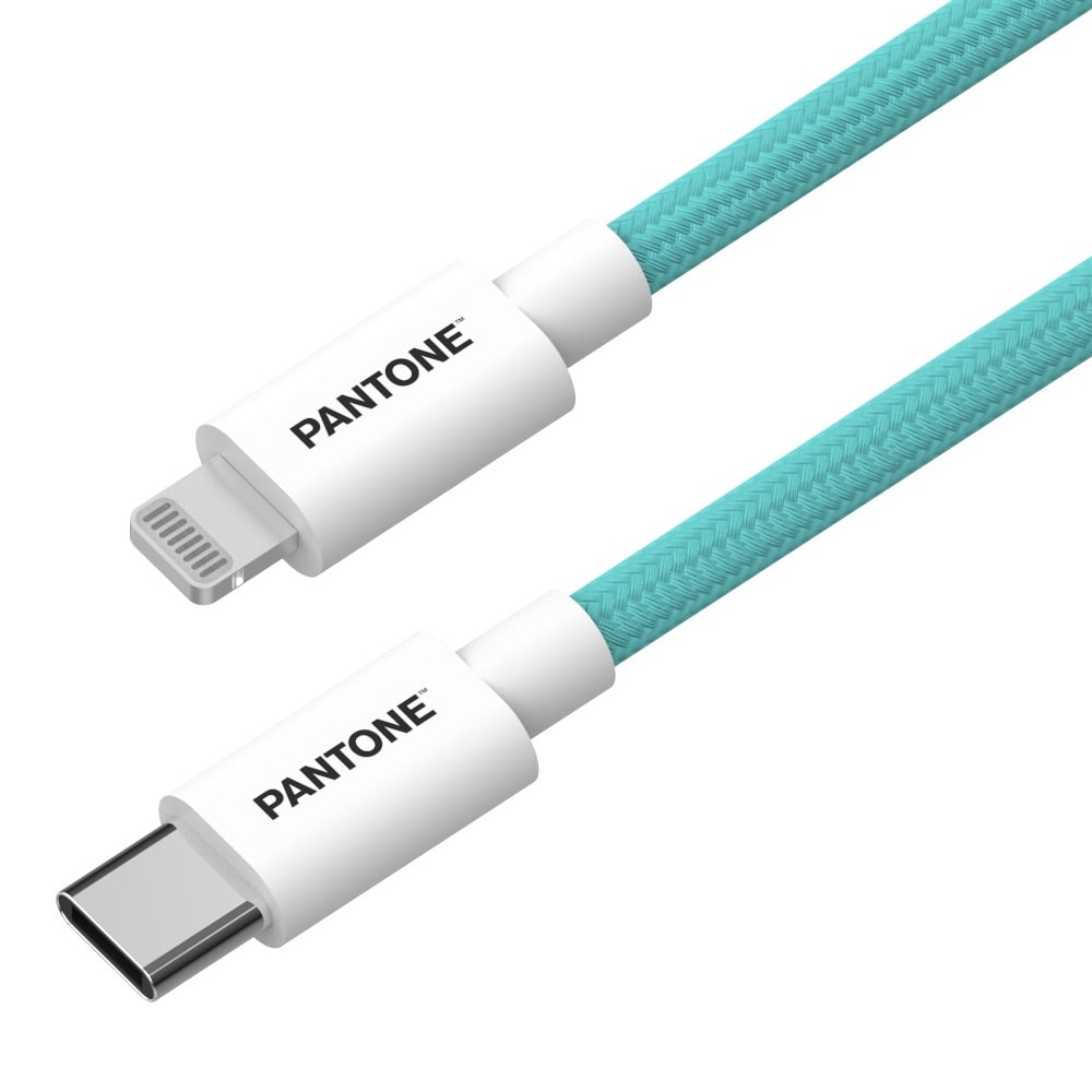 Pantone USB-C - Lightning-kaapeli MFi 1,5m - Sinivihreä 3242C