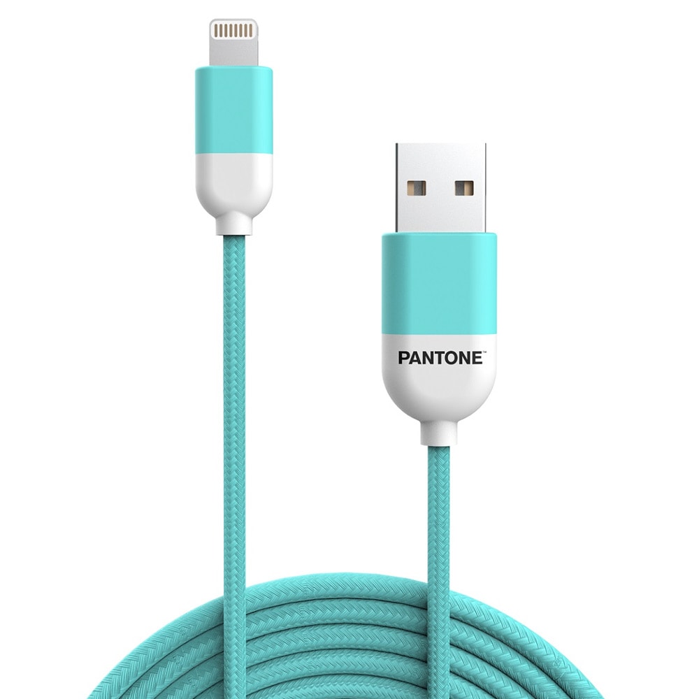 Pantone USB-C - Lightning-kaapeli MFi 2,4A 1,5m- Sinivihreä 3242C