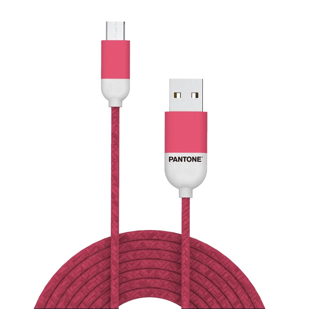 Pantone USB-kaapeli USB - microUSB 1,5m 2,4A - Pinkki 184C