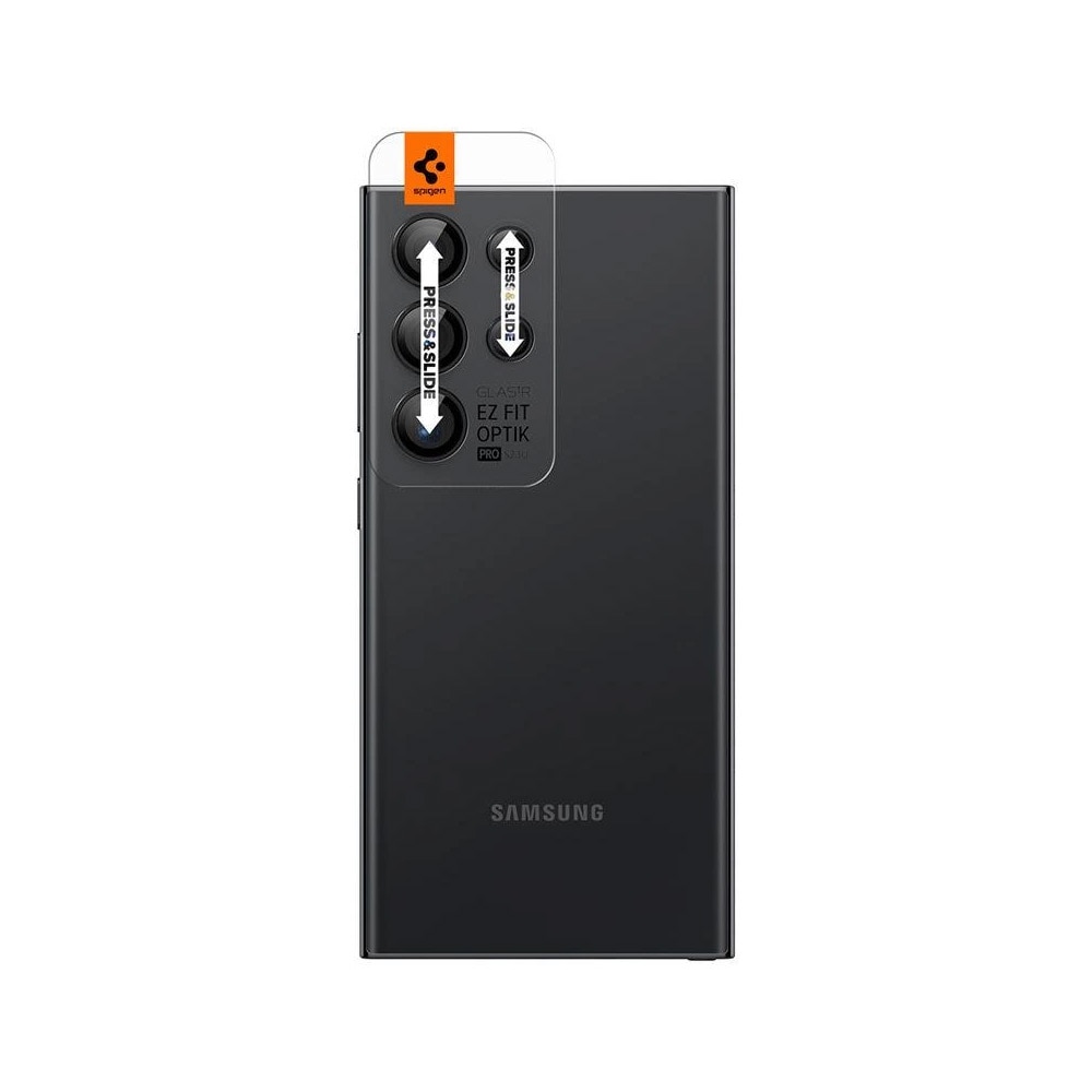 Spigen Optik.tR EZ Fit Linssisuoja Samsung Galaxy S24 Ultralle 2 kpl - musta