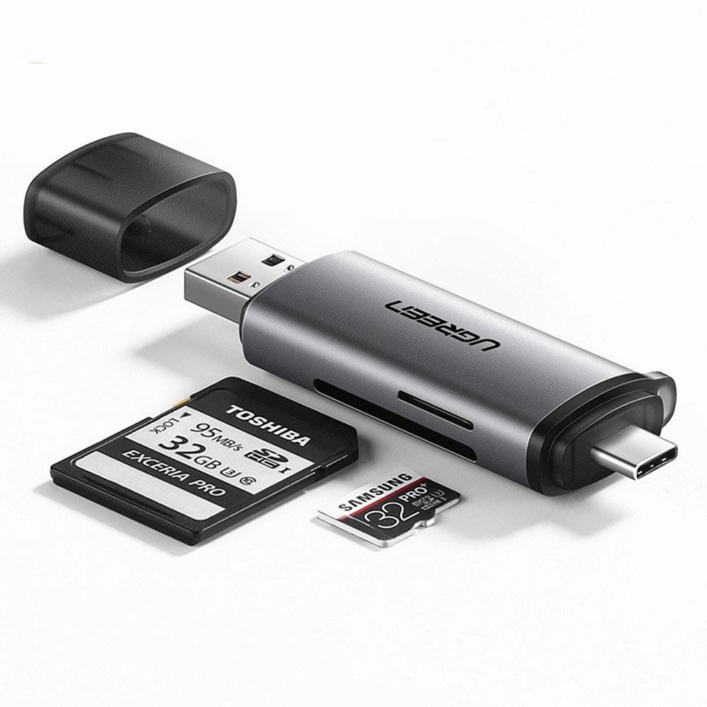 Ugreen SD-/microSD-muistikortinlukija USB 3.0:lla / USB-C 3.0:lla
