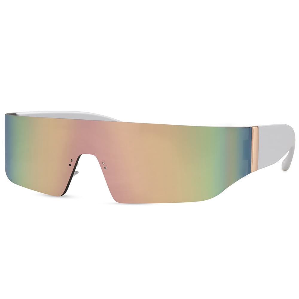 Unisex sporttiaurinkolasit – Valkoinen, sateenkaari peililinssi, UV-suoja kategoria 3