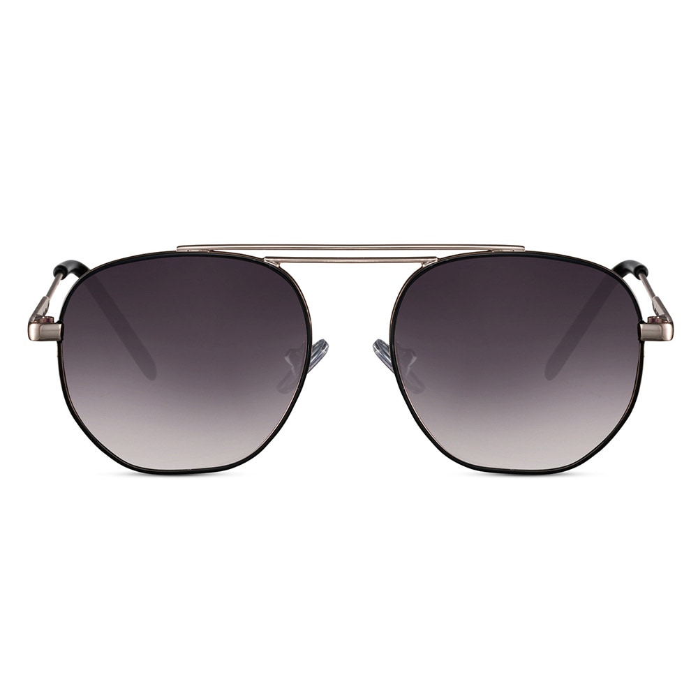 Unisex aviator-aurinkolasit – Kultainen kehys, mustat linssit, 100 % UV-suoja, kierrätetty materiaali