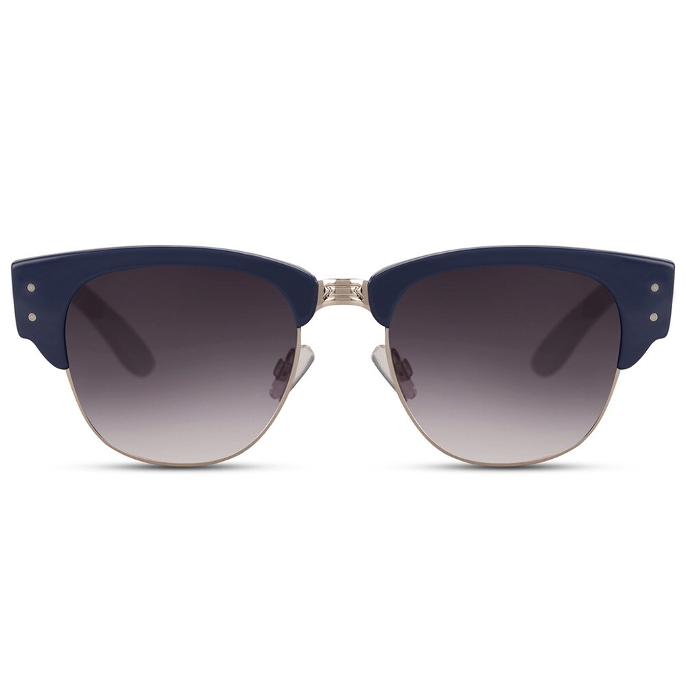 Unisex siniset aurinkolasit – 100 % UV-suoja, mustat linssit, metallirunko
