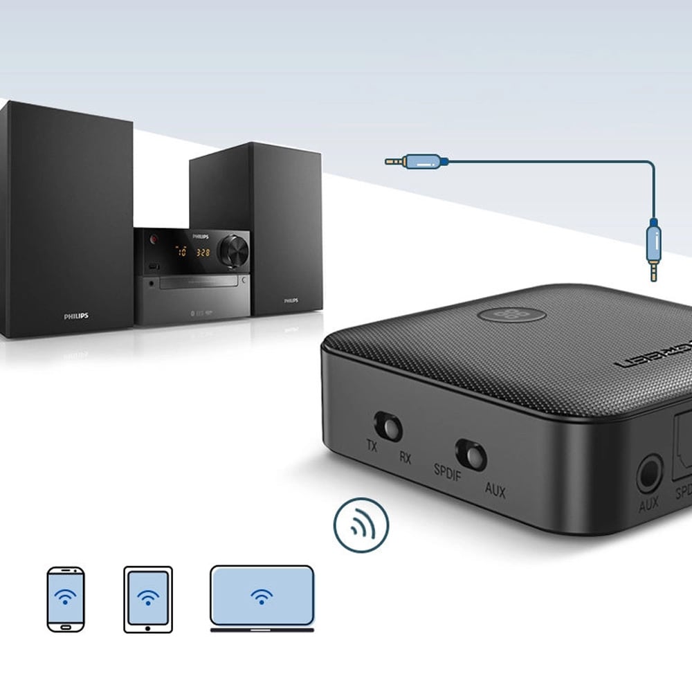 Ugreen Audio Receiver Bluetooth 3,5 mm sisään/ulos, MicroUSB & SPDIF sisään/ulos
