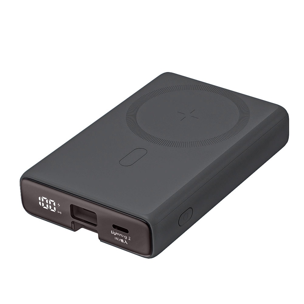 Joyroom Powerbank 10000mAh langattomalla latauksella 20W + Lightning - USB-C kaapeli - musta