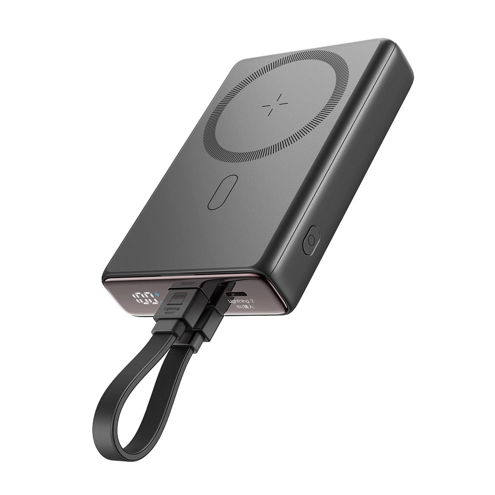 Joyroom Powerbank 10000mAh langattomalla latauksella 20W + Lightning - USB-C kaapeli - musta