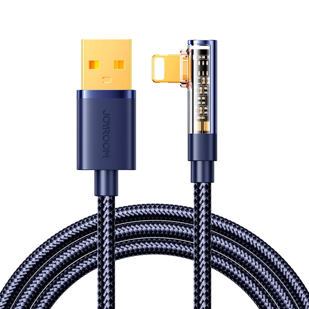 Joyroom USB-kaapeli USB Lightning kulma kaapeli 2.4A 1.2m - sininen