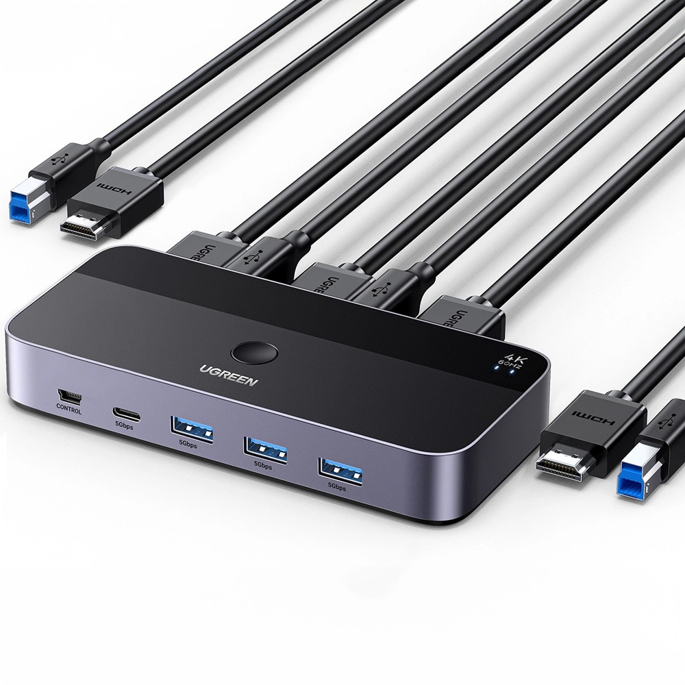 Ugreen HDMI-kytkin, jossa on 2-1 HDMI + 3xUSB + 2x USB-c + 2xUSB-B