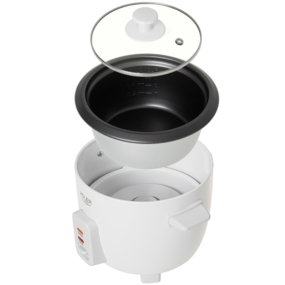 Adler AD 6418 riisinkeitin 0,6 l – kompakti riisinkeitin lämpimänäpidolla