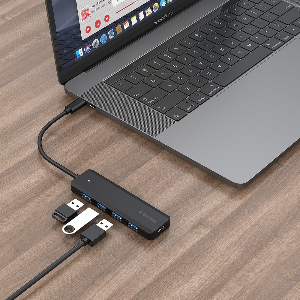 USB-keskitin USB-C:stä 4 USB-tuloon erittäin nopealla tiedonsiirrolla