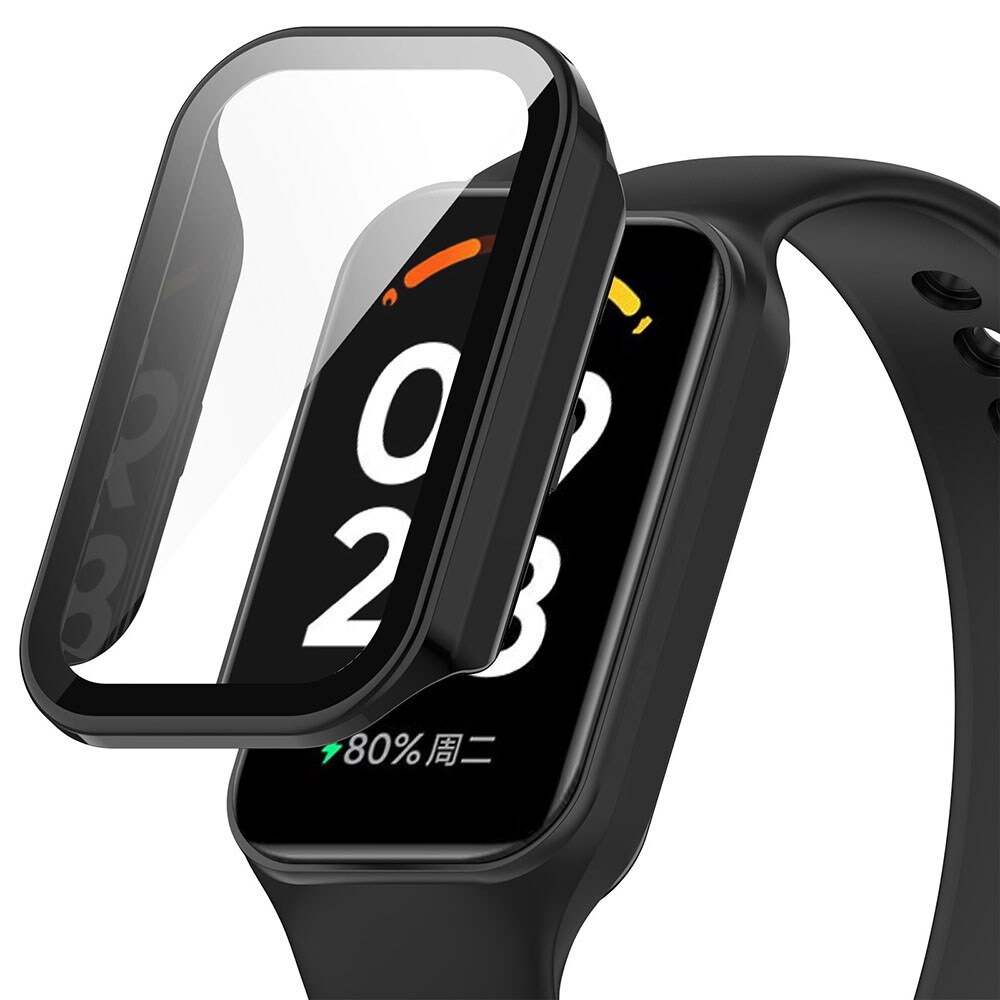 Suojakuori karkaistulla kalvolla Xiaomi Band 8 Active ja Redmi Band 2 - musta