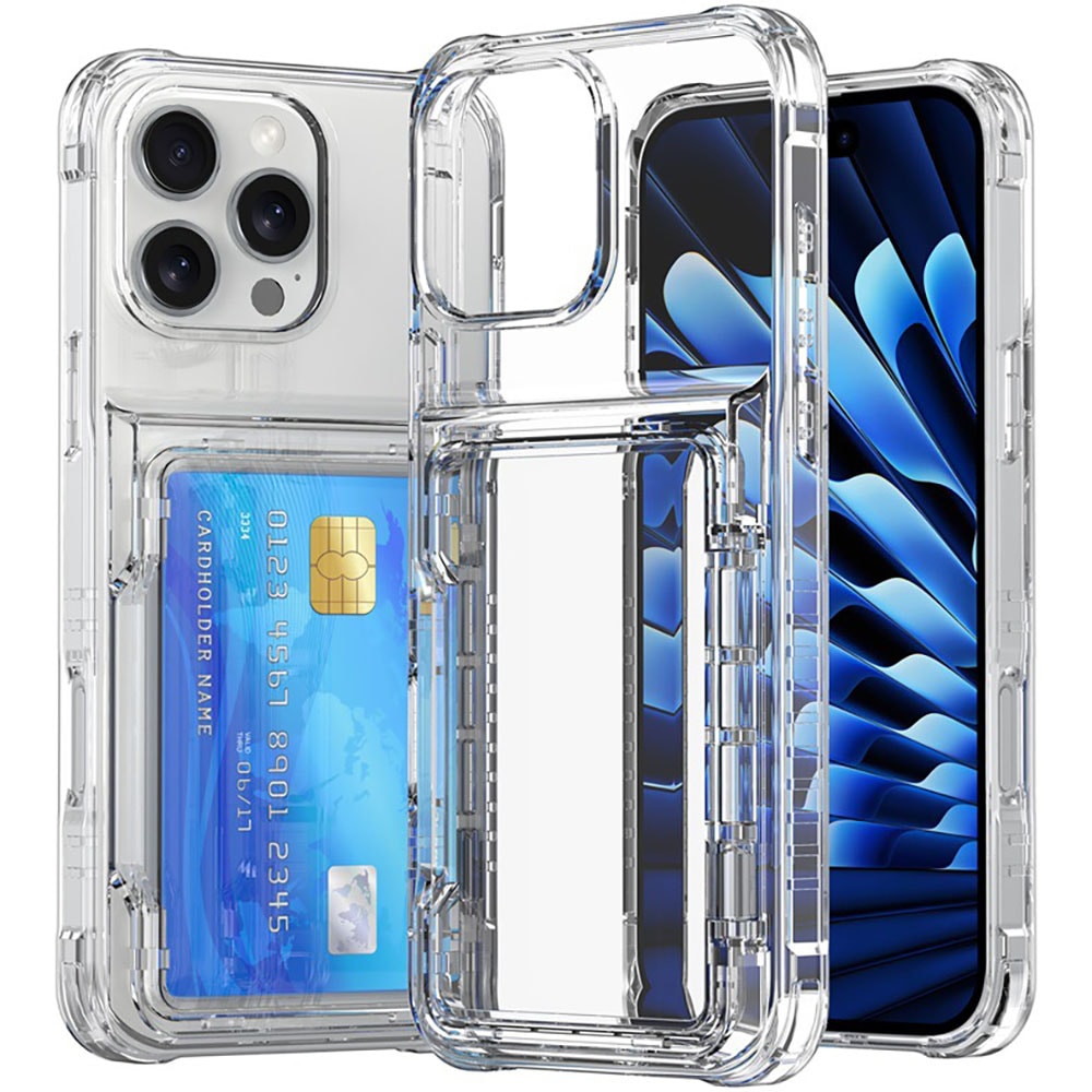 Takakuori korttipaikalla ja jalustalla iPhone 13 Pro:lle
