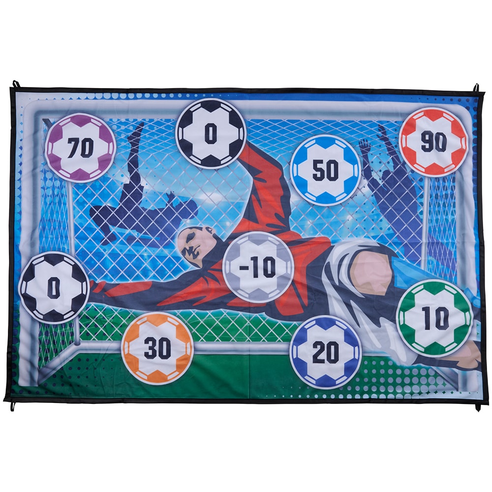 Jalkapallomaali kangas, jossa on tulostaulu ja tarrapallo