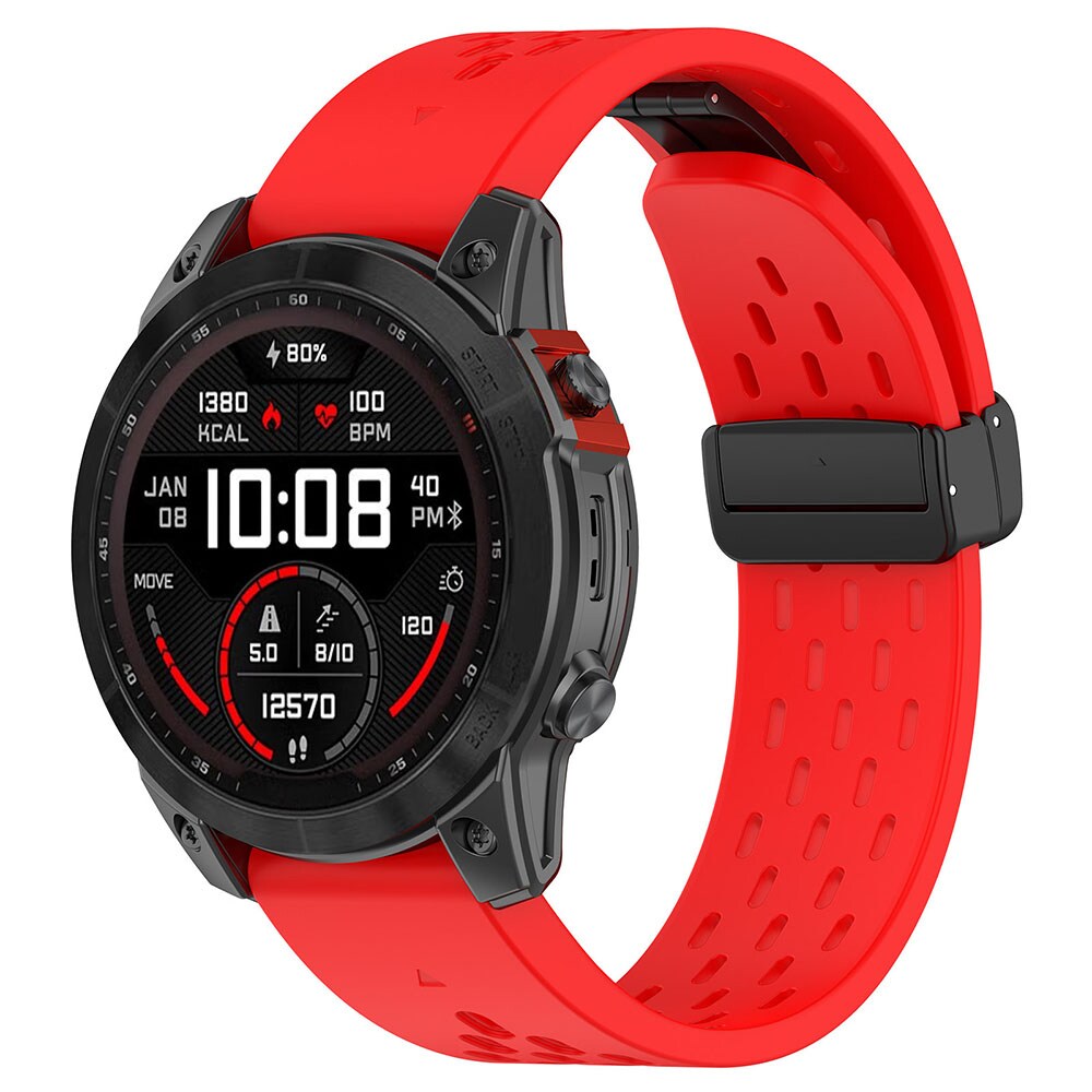 Silikoniranneke Garmin Fenix 5 / 6 / 7 / 8 20mm - punainen