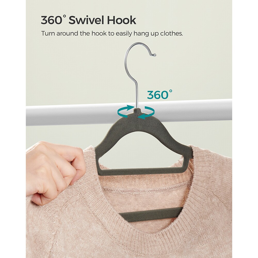 Samettiset ripustimet ja 360° kääntyvä koukku - 20-pack - 20-pack
