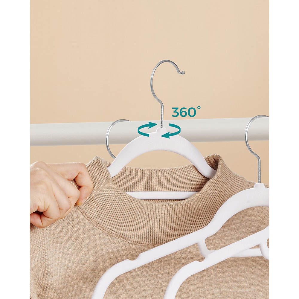 Samettiset ripustimet ja 360° kääntyvä koukku - 50-pack - 50-pack