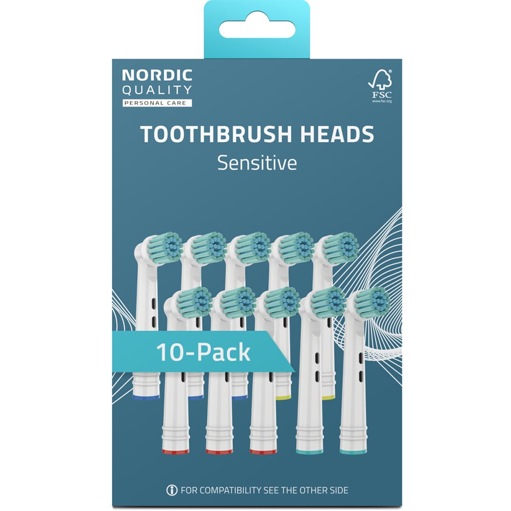 Nordic Quality Hammasharjan pää Sensitive to Oral-B 10-pakkaus