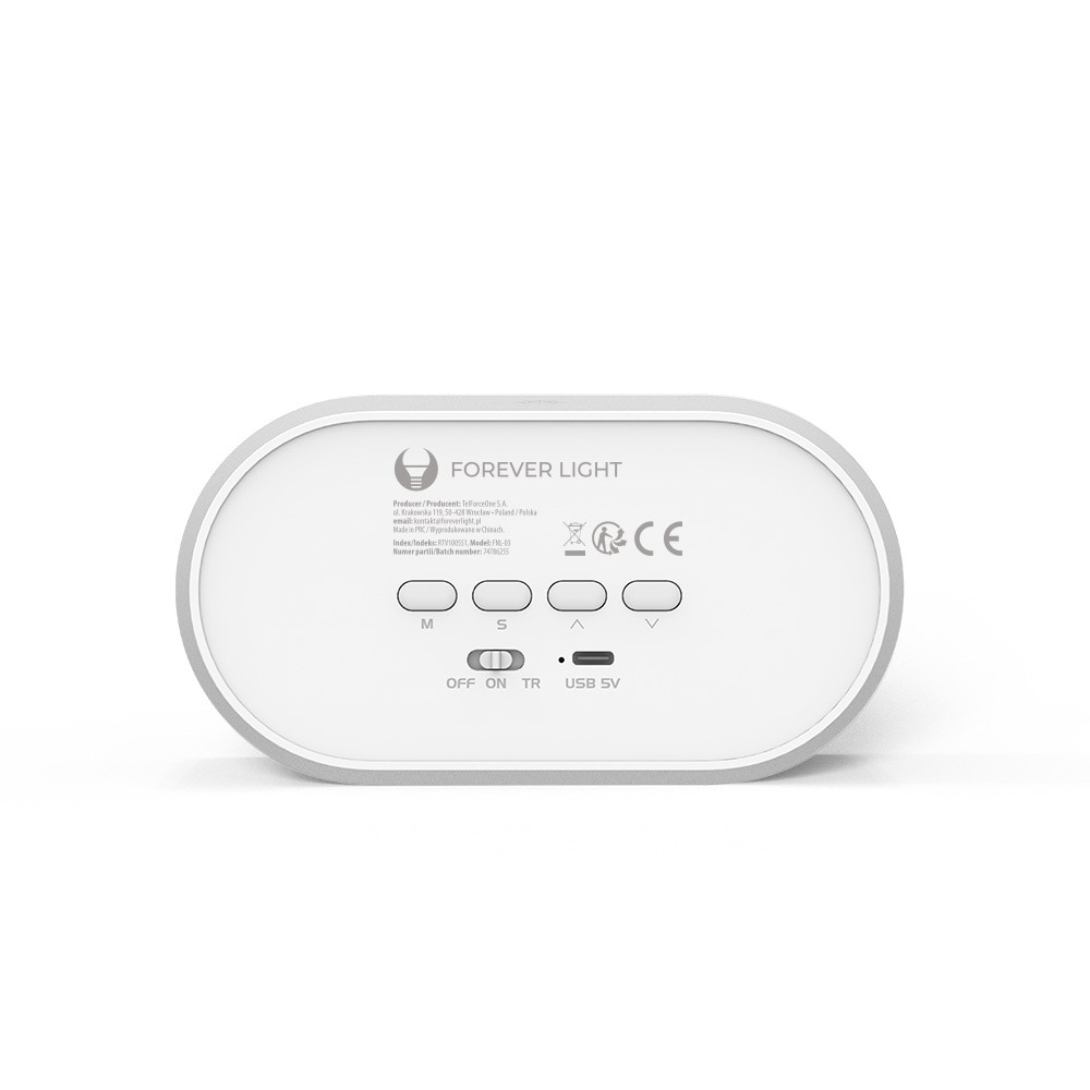 Forverer LED herätyskello yövalolla - pupu/valkoinen