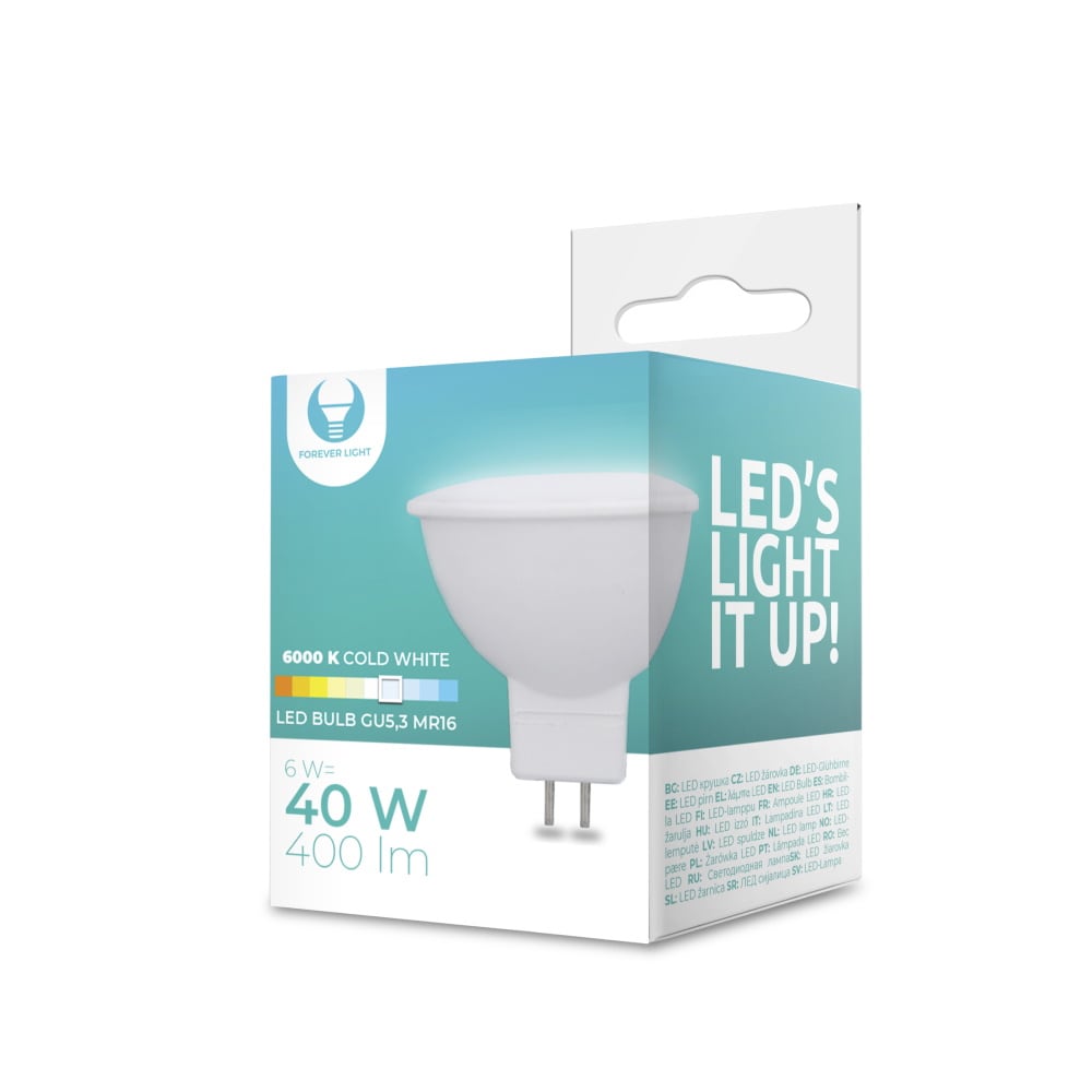 Forever LED-lamppu GU5.3 MR16 6W 12V 6000K 400lm 400lm