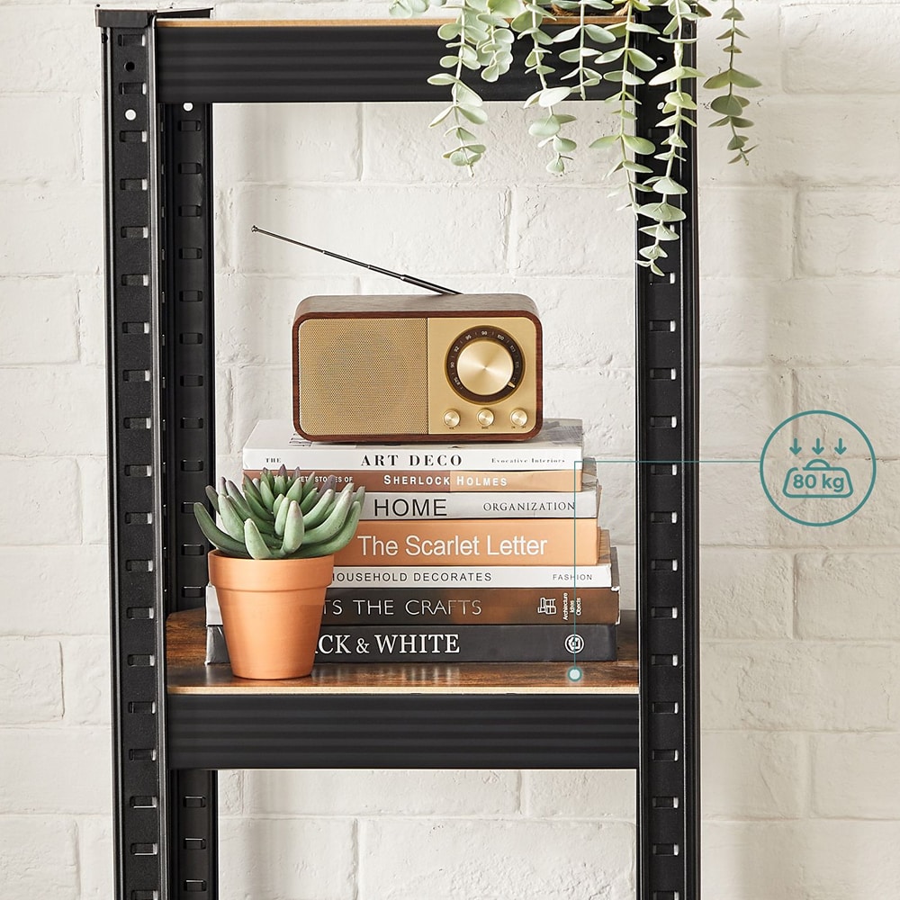5-tasoinen säilytyshylly säädettävillä hyllyillä - Ruskea/Musta