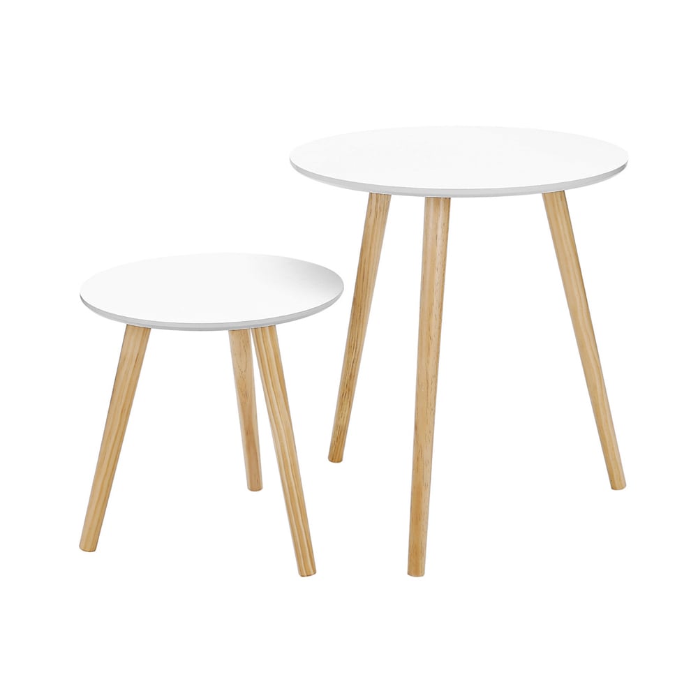 Pöytä, jossa on massiivipuujalat - 2-pack Valkoinen/Puu