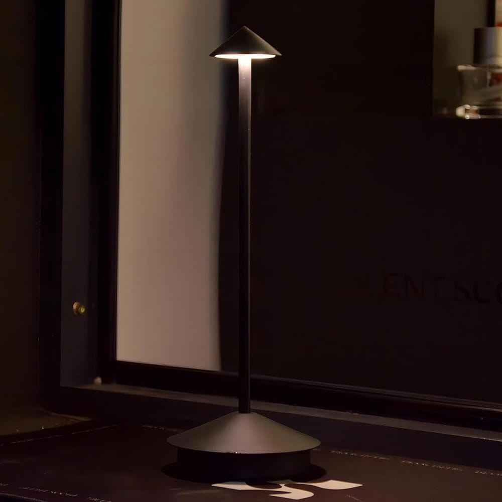 Alumiininen LED-pöytävalaisin säädettävällä kirkkaudella ja USB-latauksella - Musta