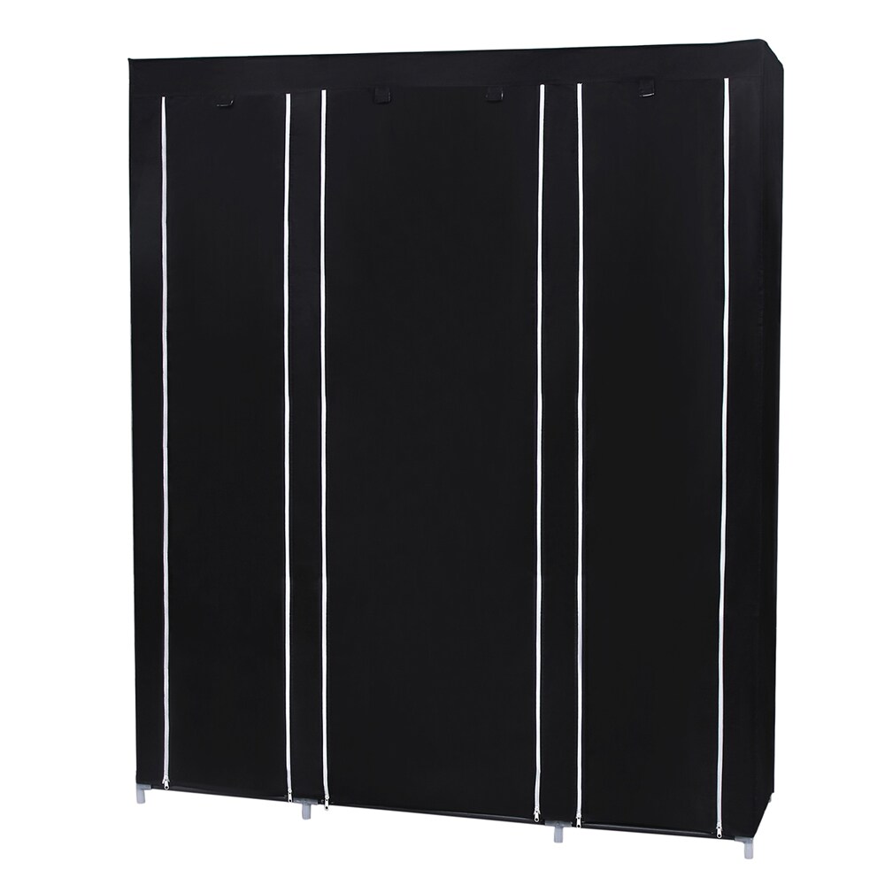 Kokoontaitettava kankainen kaappi 175x150x45 cm – 12 hyllyä ja vaatetanko