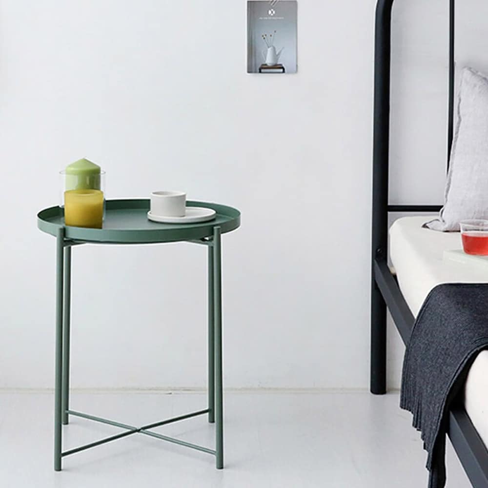 Pyöreä sivupöytä jauhemaalattua metallia 44cm - Vihreä