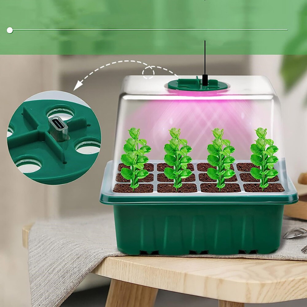 Kasvatusasema LED-valaistuksella ja säädettävällä kannella - 4-pack