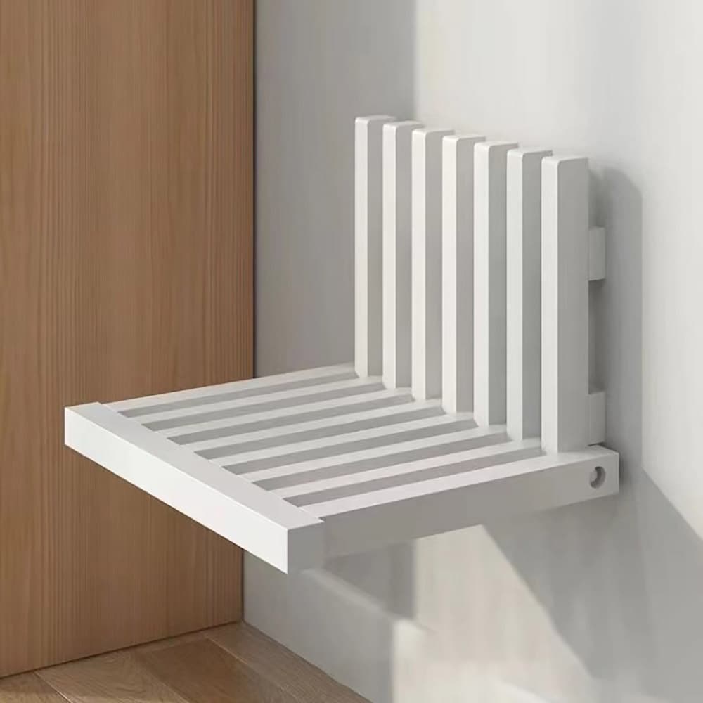 Seinään kiinnitettävä taittuva tuoli puusta - Valkoinen