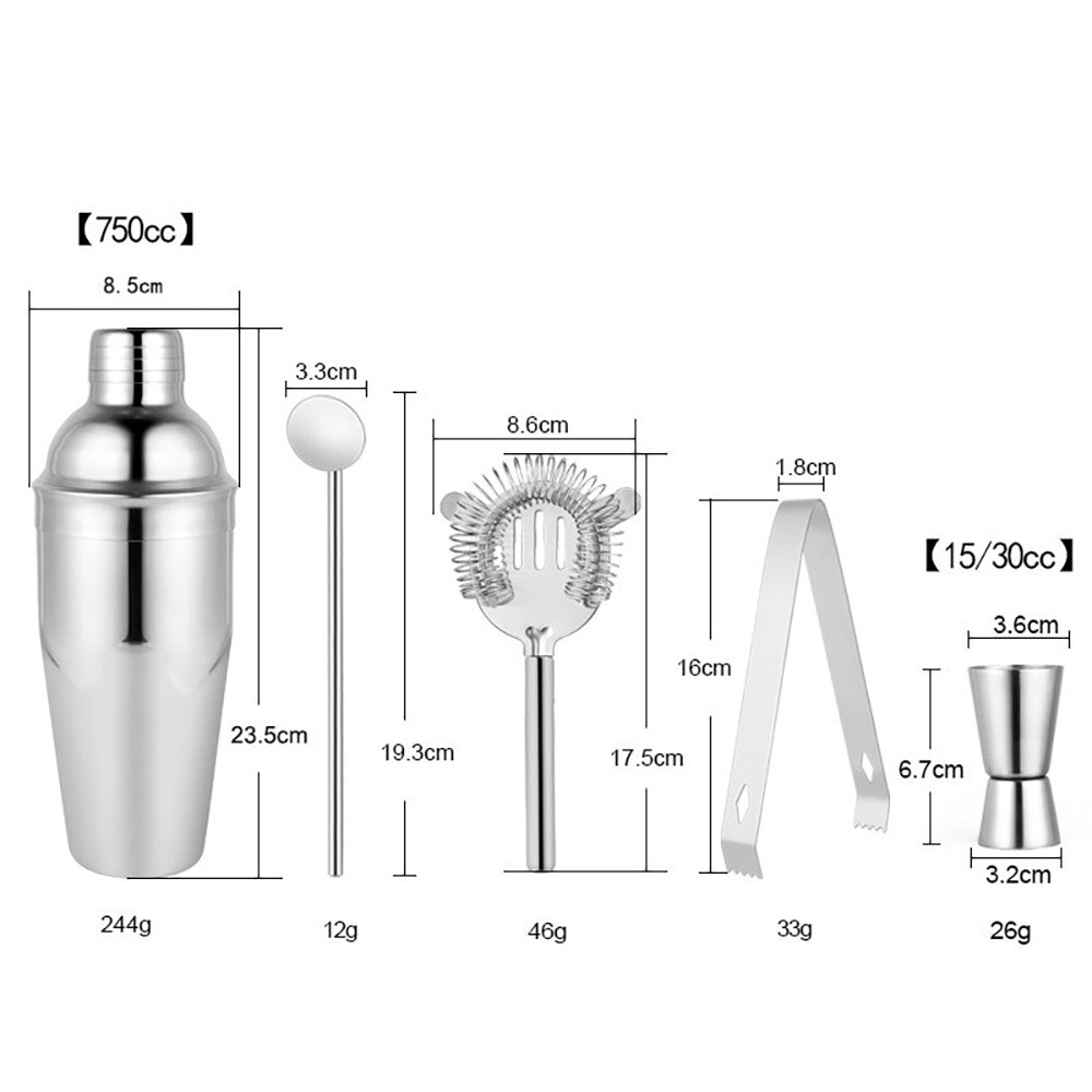 Cocktail-setti 5 kpl - 750ml