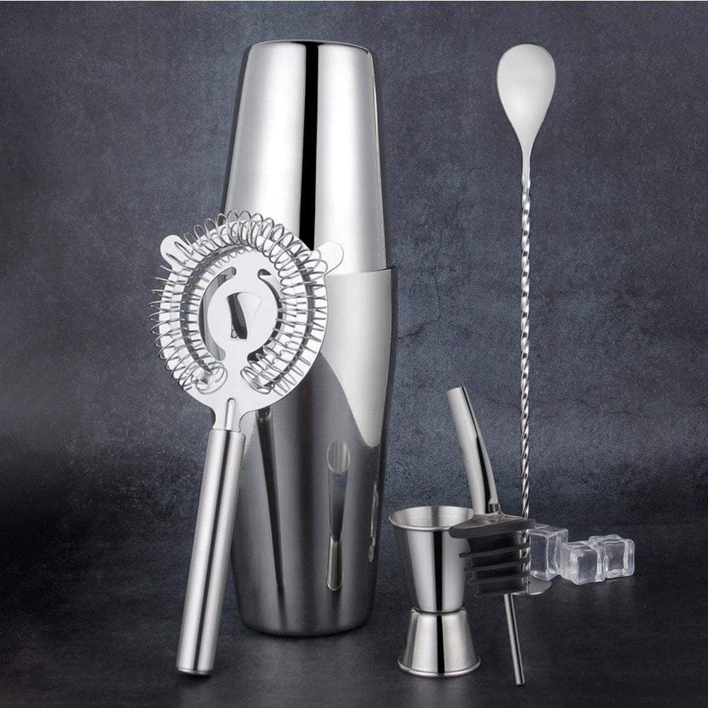 Boston ruostumattomasta teräksestä valmistettu shaker - 5-osainen cocktail-setti