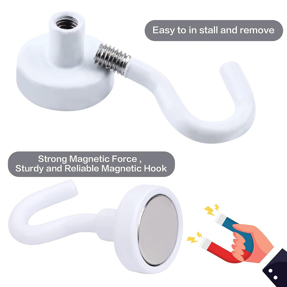 Magneettikoukku neodyymimagneetilla - Ø25 mm, valkoinen, kantavuus 23 kg, 10 kpl/pakkaus