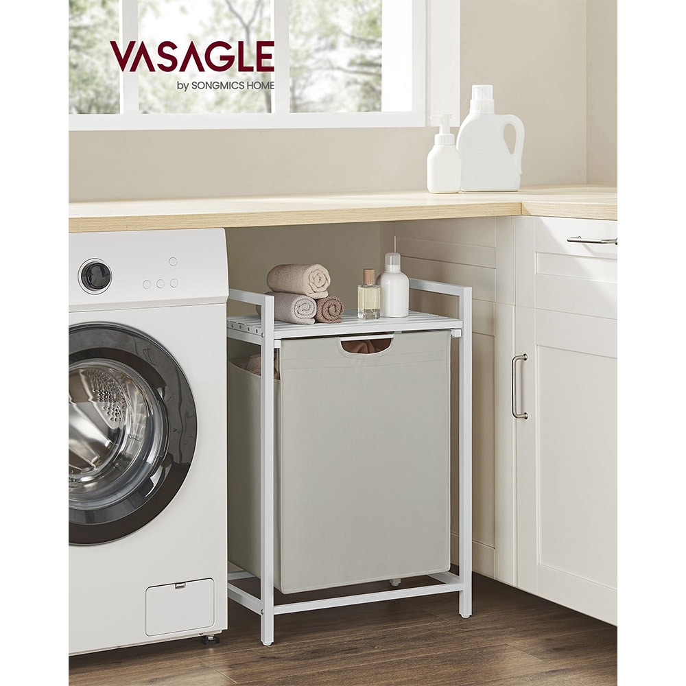 Pyykkikori ulosvedettävällä korilla - Valkoinen/Beige