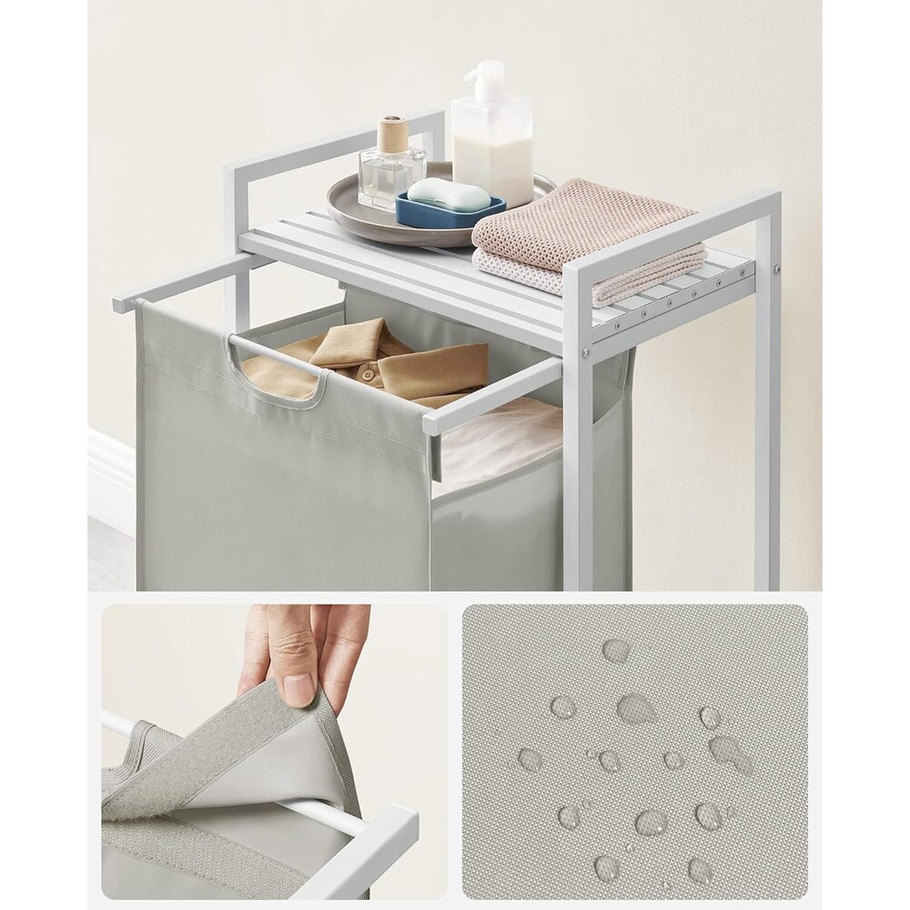Pyykkikori ulosvedettävällä korilla - Valkoinen/Beige