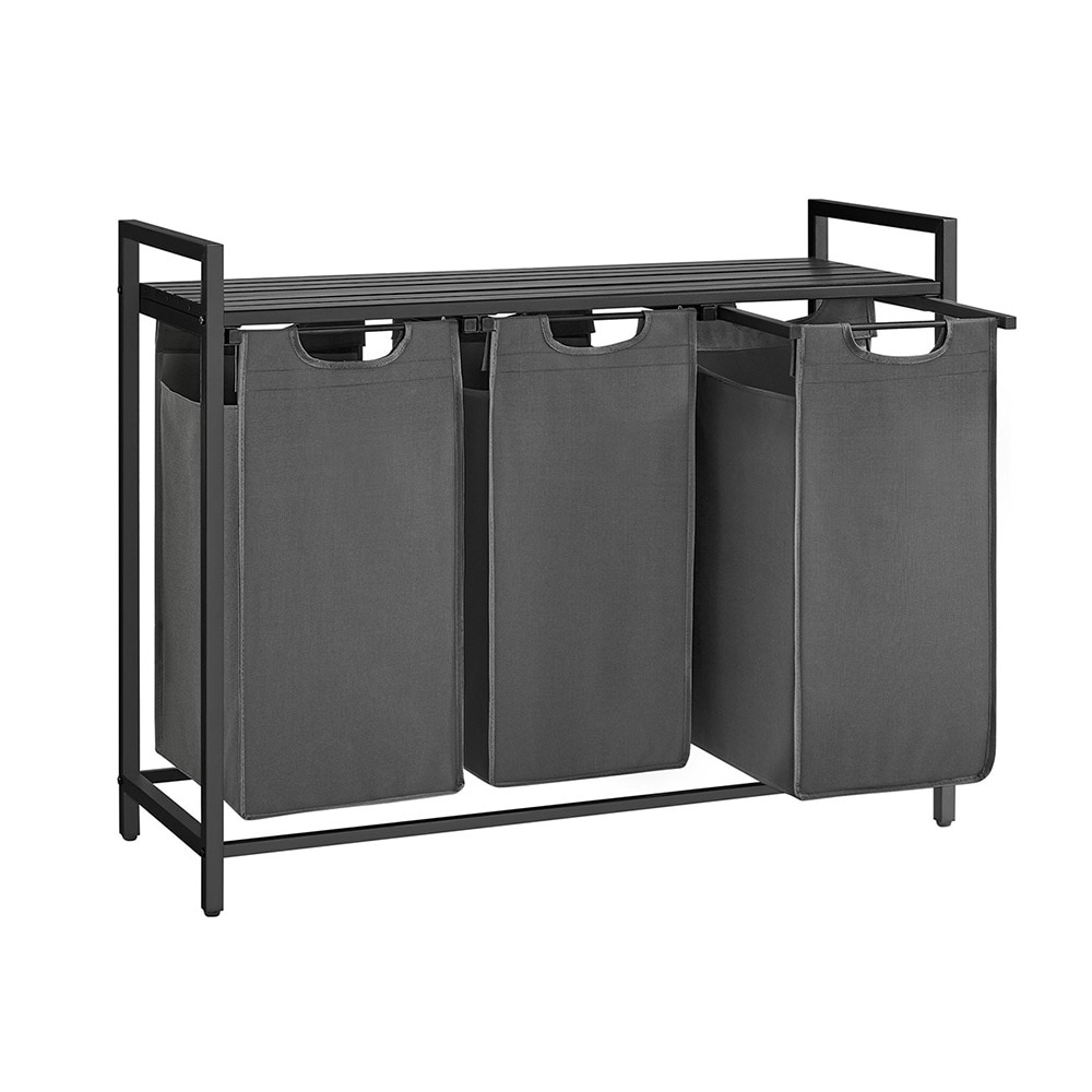 3 lokeron pyykkikori hyllyllä - Svart/Harmaa