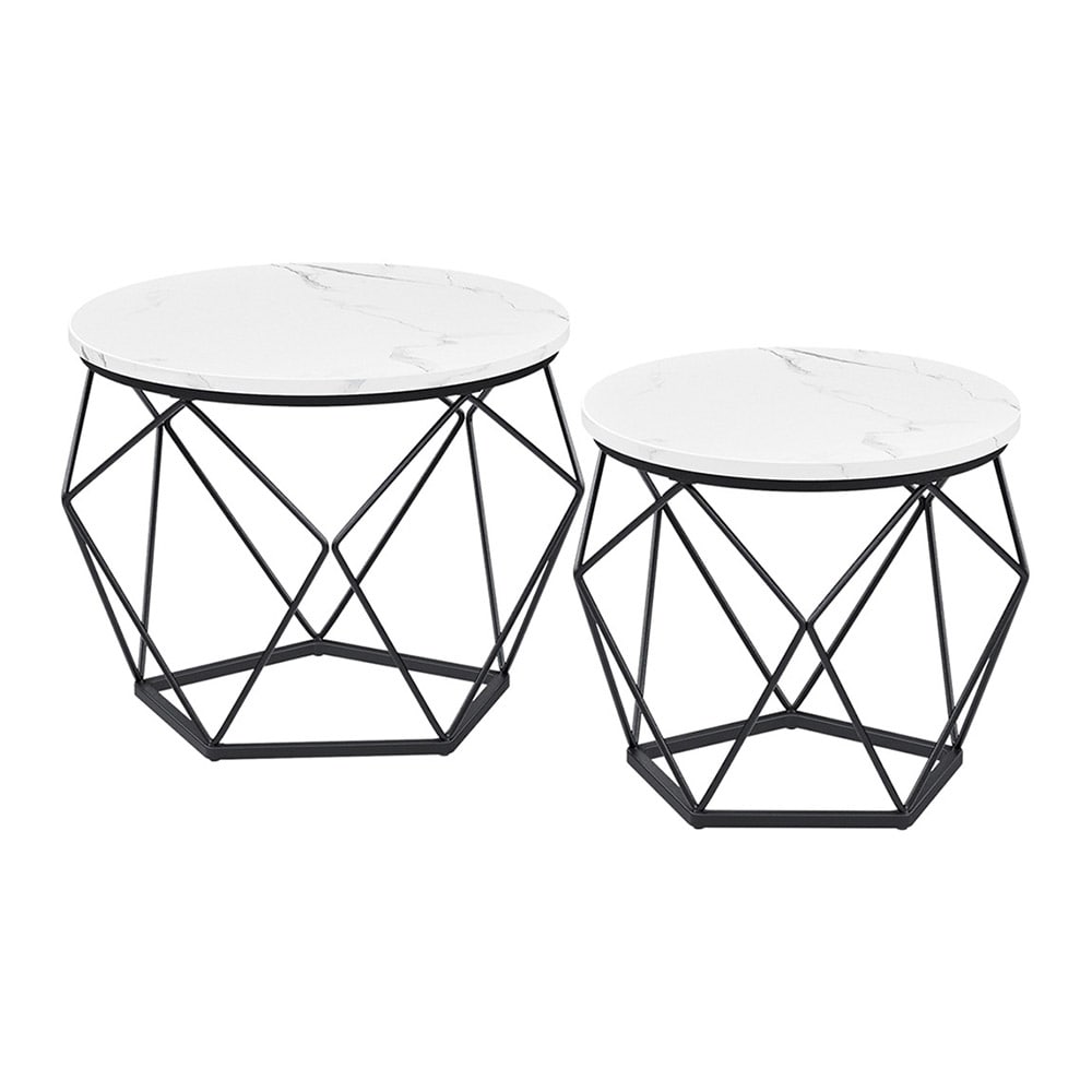 Sohvapöytä irrotettavalla kannella 2-pack - Valkoinen marmori/Svart
