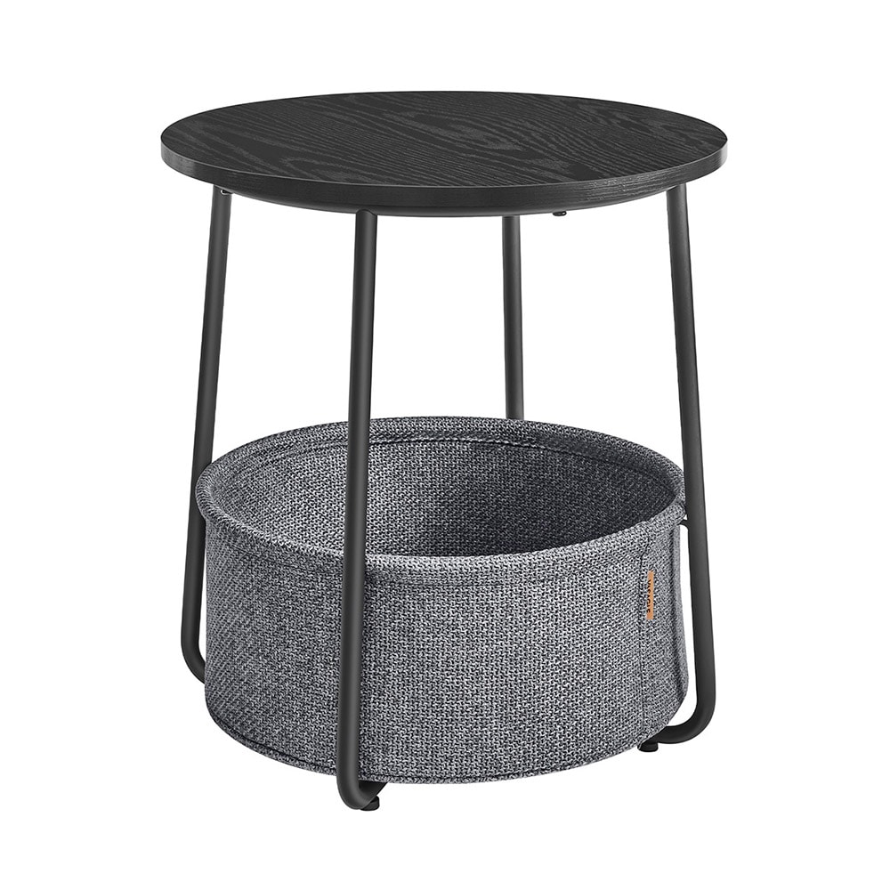 Pyöreä yöpöytä säilytyskorilla - Svart/harmaa